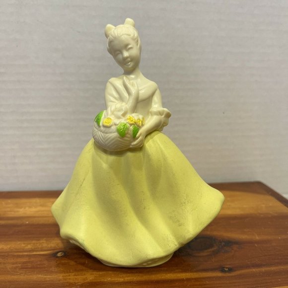 Vintage Avon "Cotillion" Girl w/ Flower Basket Cologne Bottle / 5 5/8" H Empty - Picture 1 of 8